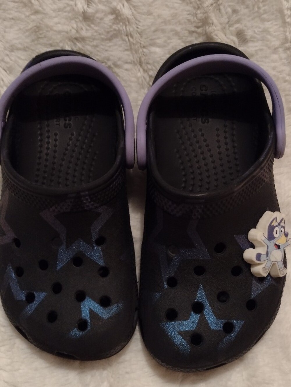 Star Crocs Disco Party Clogs Kids 11 Bluey Purple